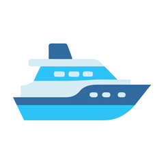 Stylish flat vector illustration of a modern yacht, isolated on black background