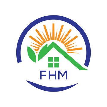 FHM Green Home Logo &ndash; Eco Friendly, Solar Energy, Real Estate and Sustainable Living Symbol. FHM Letter Logo.
