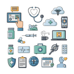 set of doctors' instruments icon