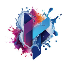 Abstract Colorful Splash with Geometric Shapes for Digital Art and Creative Design