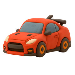 Clay style 3D illustration of a cute cartoon sports car with a spoiler
