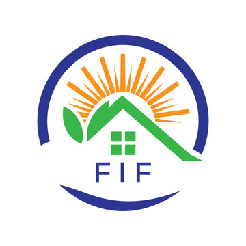 FIF Green Home Logo &ndash; Eco Friendly, Solar Energy, Real Estate and Sustainable Living Symbol. FIF Letter Logo.
