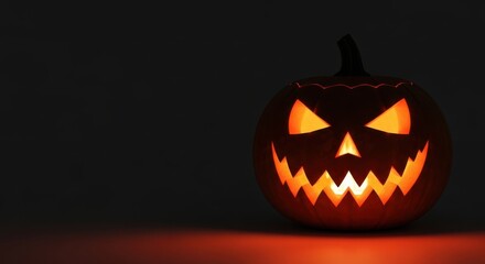 A carved jackolantern glows ominously in the dark, embodying the spooky spirit of halloween
