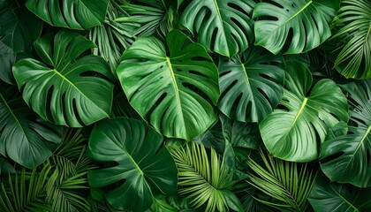 abstract green leaf texture, nature background, tropical leaves