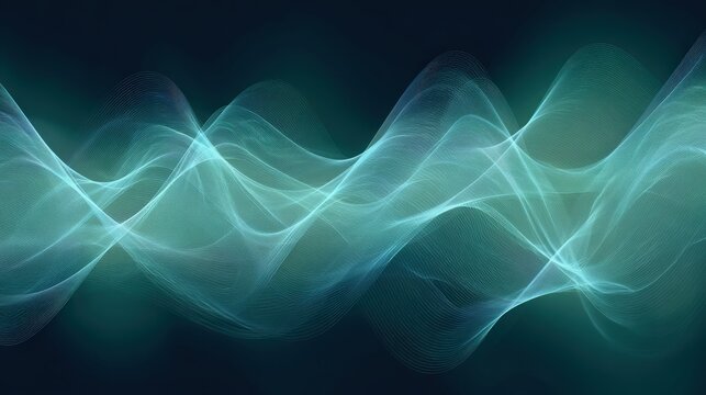 An abstract representation of sound waves with a cool color palette, creating a serene atmosphere.