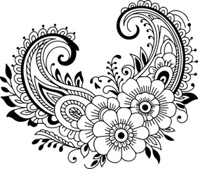 Elegant Paisley & Floral Mandalas &ndash;graphics and Coloring Page Set"