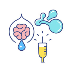 Conceptual illustration of brain treatment with injection and drops
