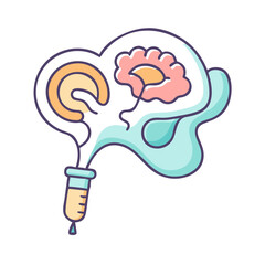 Brain research innovation with bulb and liquid vector illustration
