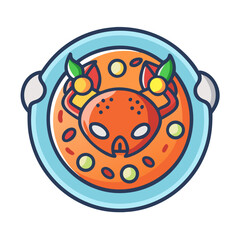 Stylized crab in a bowl on a black background