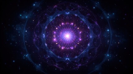 Obraz premium A mesmerizing cosmic design with swirling purple and blue hues radiating light and energy.