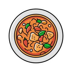 Stylized illustration of Asian curry dish in white bowl