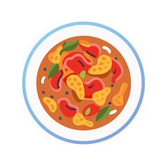 Colorful tomato soup illustration in flat graphic style
