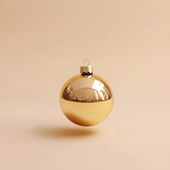 Golden Christmas Ornament on Beige Background