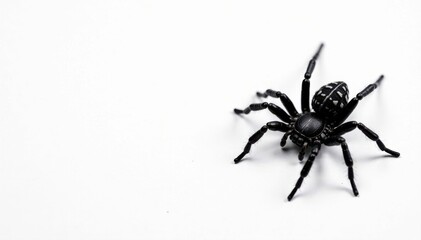 Obraz premium Black spider on white background, intricate cobweb Halloween vector illustration , wildlife, web design, cobweb