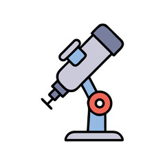 Illustration of telescope for observing stars and outer space