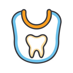 Obraz premium Stylized baby bib graphic with tooth icon, black backdrop