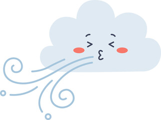 Cute Windy Cloud Blowing Softly Illustration
