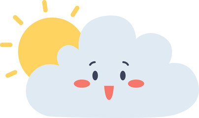 Cute Sunny Cloud Smiling Weather Illustration