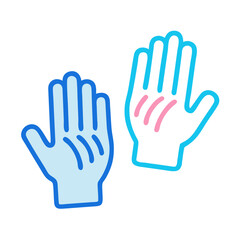 Two stylized hands on black background, simple digital artwork