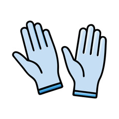 Obraz premium Two medical gloves on black background, top view design