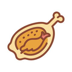 Stylized vector illustration of a roasted chicken leg icon