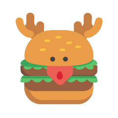 Festive reindeer burger cartoon style vector graphic illustration