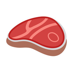 Cartoon Style Raw Steak Illustration on Isolated Black Background