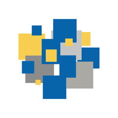 Abstract Geometric Composition with Colorful Squares