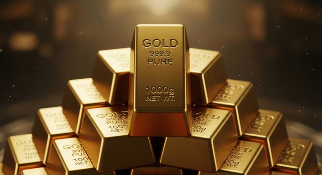 Pyramid Arrangement of Gold Bars with Bold Engraving GOLD 999.9 PURE 1000g NET WT