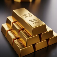 Pyramid Arrangement of Gold Bars with Bold Engraving GOLD 999.9 PURE 1000g NET WT