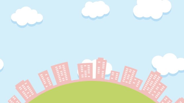回転するピンクの街並み