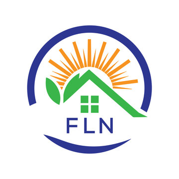 FLN Green Home Logo &ndash; Eco Friendly, Solar Energy, Real Estate and Sustainable Living Symbol. FLN Letter Logo.
