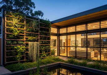 Obraz premium Biophilic Smart Home with Vertical Gardens