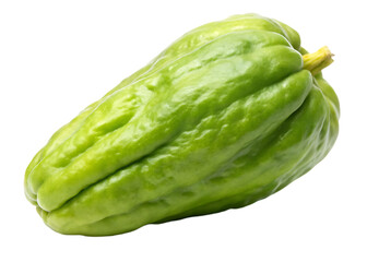 Fresh Green Chayote Squash with Ridged Surface vegetable food isolated on a transparent background
