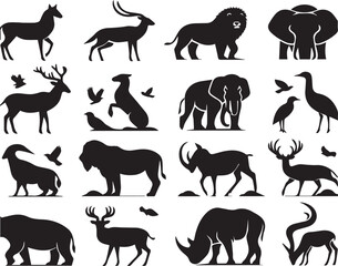 Black Minimalist Animals Silhouettes Icons