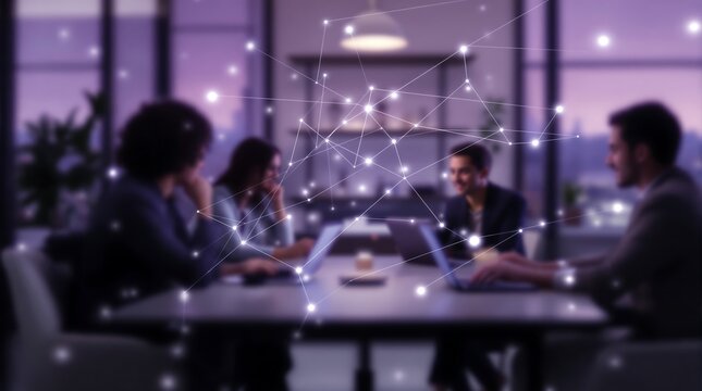 Business meeting network connection corporate teamwork collaboration technology concept
