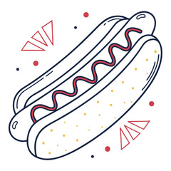 Delicious hotdog with ketchup in a bun