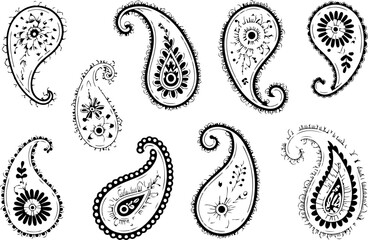 Elegant Paisley Pattern Vector Set