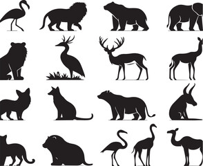 Black Minimalist Animals Silhouettes Icons