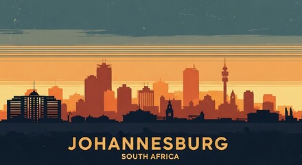 Fototapeta premium Johannesburg South Africa Skyline Silhouette at Sunset.