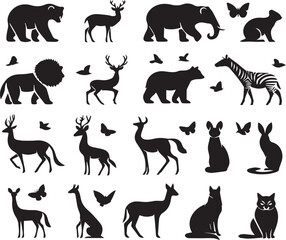 Black Minimalist Animals Silhouettes Icons