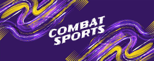 Purple and Yellow Brush Background in Halftone Style. Sport Background with Grunge Style. Scratch and Texture Elements For Design