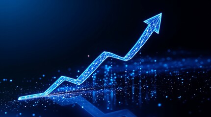 Blue arrow up trend growth chart business success finance investment stock market analysis