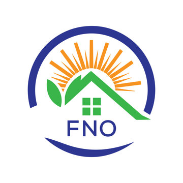 FNO Green Home Logo &ndash; Eco Friendly, Solar Energy, Real Estate and Sustainable Living Symbol. FNO Letter Logo.
