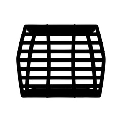 Silhouette of a basket made from horizontal wooden planks or straps