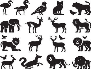 Black Minimalist Animals Silhouettes Icons