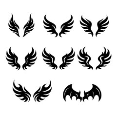 SET OF WINGS VECTOR PACK ISOLATED IN WHITE
