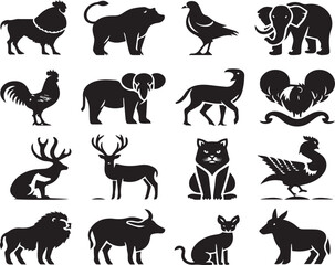 Black Minimalist Animals Silhouettes Icons
