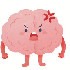 Angry Brain Mascot Showing Frustration Illustration