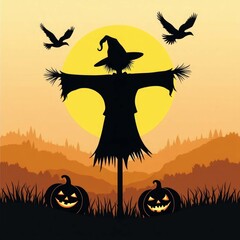Fototapeta premium Halloween background with pumpkin and bats, halloween, pumpkin, moon, bat, night, autumn, vector, horror, holiday, spooky, illustration, dark, cat, scary, silhouette, celebration, tree, orange, cartoo